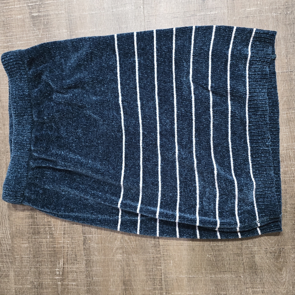 Elegant Blue Striped Midi Skirt